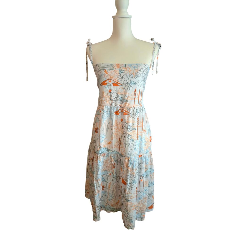 Vacation Smocked Tiered Beach Mini Dress L Positano Resort Dress Kenny Flowers